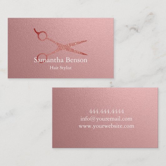 Carte De Visite Or rose de salon de coiffure moderne (Devant / Derrière)