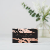 Carte De Visite Or rose - Marbre rose noir élégant (Debout devant)
