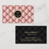 Carte De Visite Or rose moderne d'échelle de justice de mandataire (Devant / Derrière)