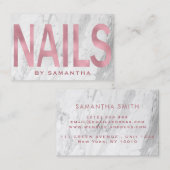 Carte De Visite Or rose moderne et clous de marbre blancs (Devant / Derrière)