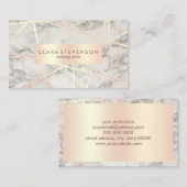 Carte De Visite Or rose moderne et maquilleur de marbre blanc (Devant / Derrière)