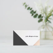 Carte De Visite Or Rose moderne et noir Abstrait géométrique (Debout devant)