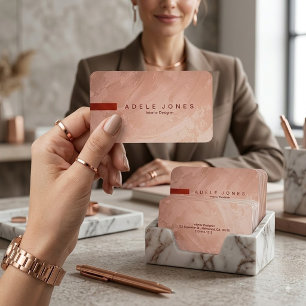 Carte De Visite Or Rose Moderne & Luxe Minimaliste Rouge