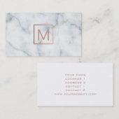 Carte De Visite or rose monogramme sur marbre (Devant / Derrière)