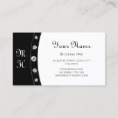 Carte De Visite Or rose noir et blanc glamour avec initiales (Dos)