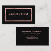 Carte De Visite Or Rose noir moderne (Devant / Derrière)