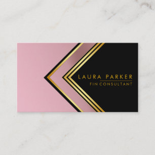 Carte De Visite Or Rose rétro Finance géométrique Moderne