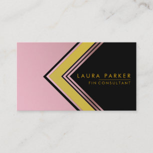 Carte De Visite Or Rose rétro Finance géométrique Moderne