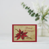 Carte De Visite Or rouge de poinsettia (Debout devant)