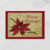 Carte De Visite Or rouge de poinsettia (Devant)