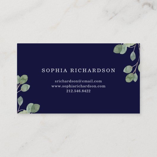 Carte De Visite Or simple de la verdure | d'eucalyptus de marine (Dos)