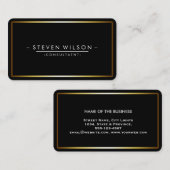 Carte De Visite Or simple moderne professionnel noir élégant (Devant / Derrière)