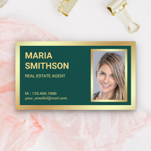 Carte De Visite Or Vert Feuille D'or Agence Immobilière Photo Agen
