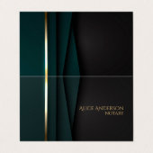 Carte De Visite Or vert luxe élégant simple glamour notaire (Extérieur déplié)