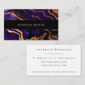 Carte De Visite Or violet déprimé abstrait métallique (Devant / Derrière)