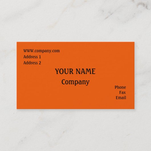 Carte De Visite Orange (Devant)