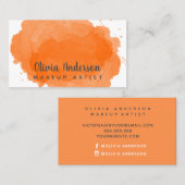 Carte De Visite Orange aquarelle Splash maquillage typographie (Devant / Derrière)
