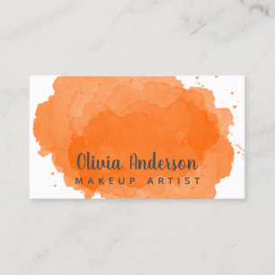 Carte De Visite Orange aquarelle Splash maquillage typographie