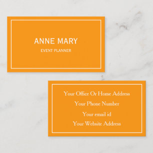 Carte De Visite Orange Blanc Bright Fall Coloror Event Planner