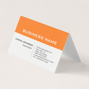 Carte De Visite Orange Blanc Moderne Minimaliste