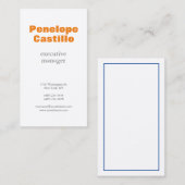 Carte De Visite Orange Blanc Moderne Simple Clair Premium Silk (Devant / Derrière)