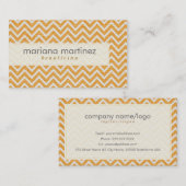 Carte De Visite Orange & Blanc Retro Chevron Motif Lin Texture (Devant / Derrière)