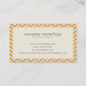 Carte De Visite Orange & Blanc Retro Chevron Motif Lin Texture (Dos)
