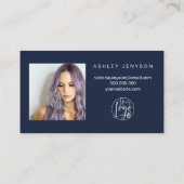 Carte De Visite Orange bleu script photo logo commander merci (Dos)