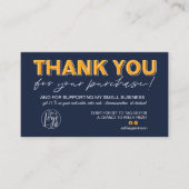 Carte De Visite Orange bleu script photo logo commander merci (Devant)