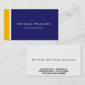 Carte De Visite Orange bleue Blanc Moderne Simple Professionnel (Devant / Derrière)