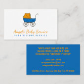 Carte De Visite Orange Blue Stroller Baby sitter Garderie crèche (Devant / Derrière)