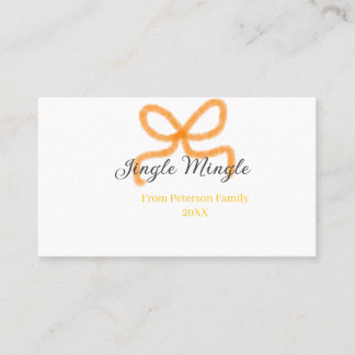 Carte De Visite Orange bow jingle Mingle retro boho family namdate