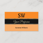 Carte De Visite Orange bracelet noir avec Monogramme et Photo (Devant)