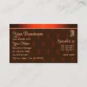Carte De Visite Orange Brown avec Initiales Motif Professionnel (Dos)