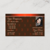 Carte De Visite Orange Brown avec logo photo et Motif de monogramm (Dos)