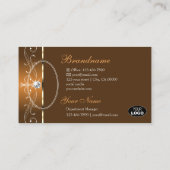 Carte De Visite Orange Brown Ornate Bordures Logo & Photo (Dos)