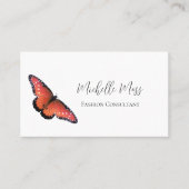 Carte De Visite Orange Butterfly Elegant Script Typographie (Devant)