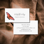 Carte De Visite Orange Butterfly Elegant Script Typographie