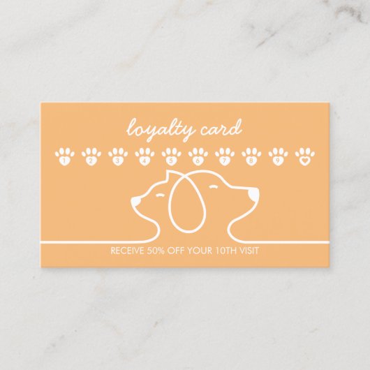 Carte De Visite Orange Cat Dog Paw Loyalty Discount Design (Devant)
