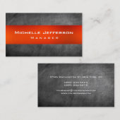 Carte de visite Orange Chalkboard Grey Manager (Devant / Derrière)