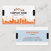 Carte De Visite Orange Cityscape Home Builder Construction (Devant / Derrière)