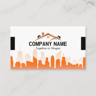 Carte De Visite Orange Cityscape Home Builder Construction