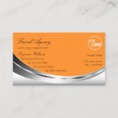 Carte De Visite Orange d'argent moderne avec logo étincelant diama (Dos)