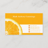 Carte de visite orange de bar à jus (Dos)