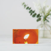 Carte de visite orange de bougie (Debout devant)