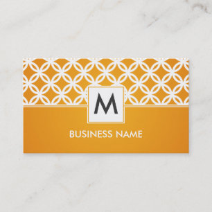 Carte De Visite Orange de recouvrement simple de monogramme de