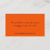 Carte de visite orange de salon de coiffure (Dos)