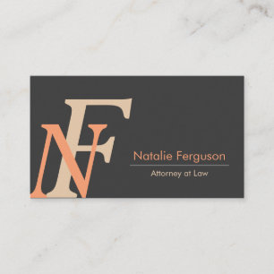 Carte De Visite Orange elegant initials lawyer card professional  