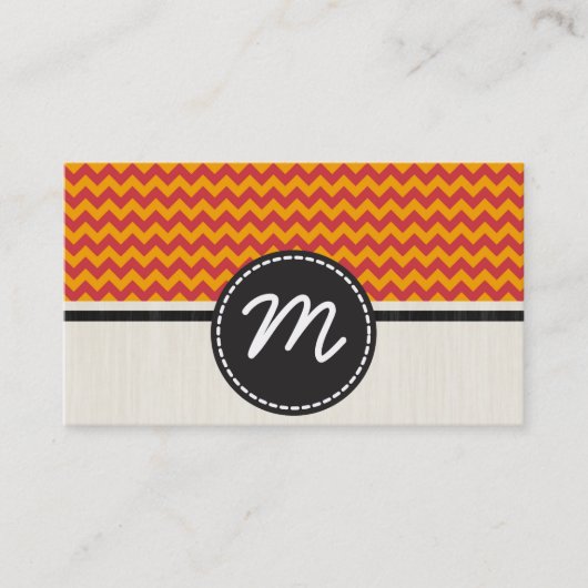 Carte De Visite Orange et Antique Ruby Chevron Zigzag Motif 2 (Devant)