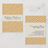 Carte De Visite Orange et blanc Chevron Motif Lin Texture 2 (Devant / Derrière)